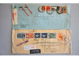 34 luchtpoststukken 1939-1940 verschillende routes maatschappijen Imperial Airways en B.O.A.C. w.b. Poole-Sydney met trajectp