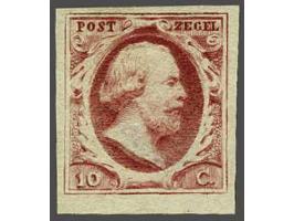 10 cent karmijn plaat I pos. 46, fris pracht ex. met certificaat NVPH 1977, cat.w. 675