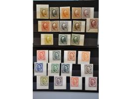 Mi. 60, 25 centimes, 13 ongetande proeven en Mi. 72-83 ongetand op dik papier