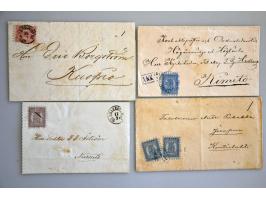 6 poststukken met serpentine-tandingen en damesbriefje naar Helsingfors 1862 met 10 kopeken bruin en blauw Rusland