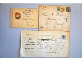 ca. 40 postwaardestukken 1890-1915 meest gebruikt w.b. aangetekend en bijfrankeringen
