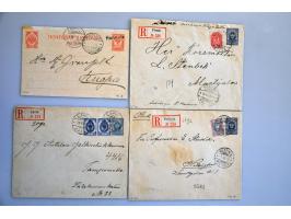 ca. 40 postwaardestukken 1890-1915 meest gebruikt w.b. aangetekend en bijfrankeringen