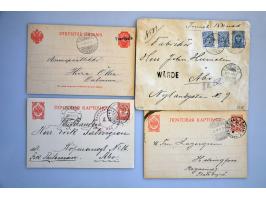 ca. 40 postwaardestukken 1890-1915 meest gebruikt w.b. aangetekend en bijfrankeringen