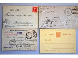 ca. 27 brieven en postwaardestukken, w.b. vouwbrief met rondstempel British Post Office via Southampton , Londen naar Frankri