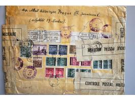 ca. 120 post(waarde)stukken 1939-1945 w.b. aangetekend, veldpost, brief naar de USA 9.VIII.39 met 37 zegels etc. in doosje