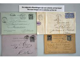 collectie brieven en postwaardestukken met Sage en Parijse stempels, ca. 140 stuks in album