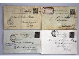 collectie brieven en postwaardestukken met Sage en Parijse stempels, ca. 140 stuks in album