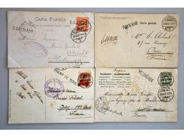 ca. 85 prentbriefkaarten met treinstempels veelal in combinatie met langstempels in klein album