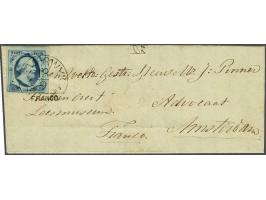 Beverwyk C (Ey 200) op 5 cent blauw plaat II op kleinformaat vouwbrief 13-9-1855 naar Amsterdam, pracht ex. met certificaat D