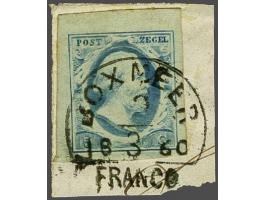 Boxmeer C (Ey 400) op 5 cent blauw plaat IV met velrand op fragment, pracht ex.