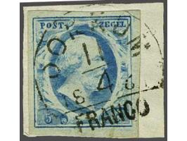 Dokkum C (Ey 500) op 5 cent blauw plaat IV op fragment, pracht ex. Herkomst: collecties Van Kimmenade (1973) en Eduard (2002)
