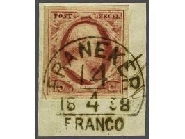 Franeker C (Ey 250) op 10 cent rood plaat IV pos. 3 op fragment, pracht ex.