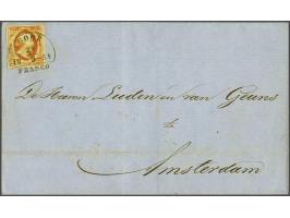 Goor B (Ey 175) op 15 cent donkeroranje pos. 85 op briefomslag 24-9-1854 naar Amsterdam, pracht ex. (omslag archiefvouwtje). 