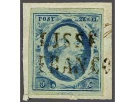 Lisse Franco (Ey 500) op 5 cent blauw op fragment, pracht ex. met certificaat Dr. Louis 1980