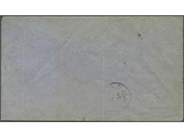5 cent blauw type II tanding 13¼ kleine gaten en 10 cent karmijn type II tanding 13¼ kleine gaten op envelop van Arnhem 6-10-