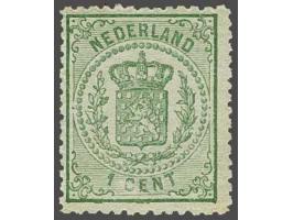 1 cent groen tanding 13¼ kleine gaten op dun papier, cat.w. 300