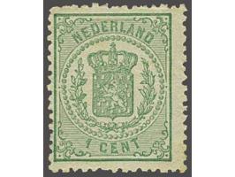 1 cent groen tanding 13¼ kleine gaten op dun papier, 2 miniem oxydatiepuntjes in gom, cat.w. 300