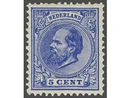 5 cent blauw tanding 12½ x 12 grote gaten met certificaat Vleeming 2015, cat.w. 325