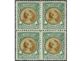50 cent groen en bruin tanding 11½ x 11 in blok van 4 met certificaat Muis 2009, cat.w. 3300+