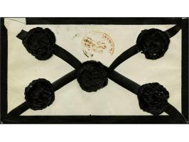 10 cent karmijn type I tanding 12¾ x 11¾ op aangetekende envelop (zegel met cursief stempel ontwaard) met geschreven 10 van O
