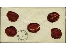 10 cent karmijn type II tanding 12¾ x 11¾ (3x) op aangetekende envelop van Rotterdam 14-1-1869 naar Kleef. Juist tarief van 3