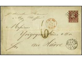 10 cent karmijn type II tanding 13½ op in Elberfeld (Pruissen) op 29-10-1870 geschreven briefomslag (notitie binnenzijde) maa