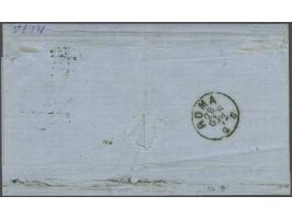 10 cent karmijn type II tanding 13½ kleine gaten en 25 cent donkerviolet type I tanding 12¾ x 11¾ op briefomslag van Rotterda