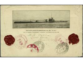 Envelop met afbeelding Nederlandse onderzeeër Hr.Ms. K XIII aangetekend verzonden Canal Zone (87½ cents frankering) naar Aerd