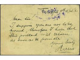 Briefkaart 5 cent met 15 cent luchtrecht Ter-Apel 5.7.20 bestemd voor 1e proefpostvlucht Amsterdam-London 5 juli 1920, te laa