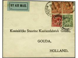 Envelop met 5½d frankering (2½ d port en 3d luchtrecht) London-Gouda 11 oct 1920 (aankomststempel Gouda 12.X.1920) per trajec