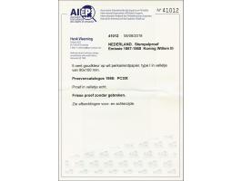 Goedgekeurde stempelproef 5 cent type I in goudkleur op wit perkament papier in velletje van 90x100 mm, pracht ex. met certif