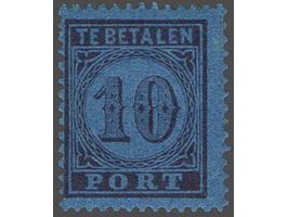 10 cent karmijn op blauw tanding 12½ x 12 grote gaten, pracht ex. met certificaat Moeijes 1991, cat.w. 650