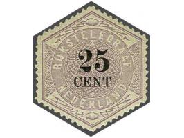 25 cent lila en zwart, pracht ex. met certificaat Vleeming 2018: Zegel en tanding echt, crackelé gom origineel, minimaal spoo