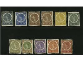 Veth 10 t/m 50 cent met certificaat Vleeming 2016, nr. 49 enkele gele vlekjes en nr. 57 geel streepje in gom, cat.w. 825