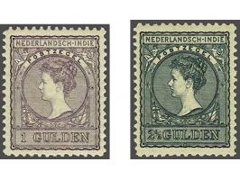 Veth 1 gulden doflila en 2½ gulden zwartblauw, nr. 59 plakkertje verwijderd, cat.w. 395