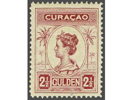 Wilhelmina met Palmen 2½ gulden karmijn tanding 12½, cat.w. 425