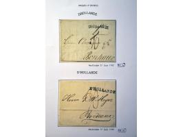 collectie voorfilatelie vanaf 1731, 48 beschreven met naamstempels en grensstempels w.b. (De) Hollande en D'Hollande in types