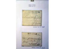 collectie voorfilatelie vanaf 1731, 48 beschreven met naamstempels en grensstempels w.b. (De) Hollande en D'Hollande in types