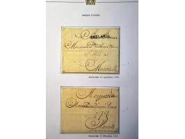 collectie voorfilatelie vanaf 1731, 48 beschreven met naamstempels en grensstempels w.b. (De) Hollande en D'Hollande in types