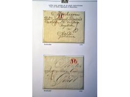 collectie voorfilatelie vanaf 1731, 48 beschreven met naamstempels en grensstempels w.b. (De) Hollande en D'Hollande in types