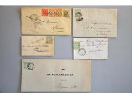 emissie Cijfer 1876, collectie van 24 meest betere poststukken w.b. krantenbandjes, meng- en combinatiefrankeringen, langstem