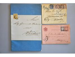 emissie Cijfer 1876, collectie van 24 meest betere poststukken w.b. krantenbandjes, meng- en combinatiefrankeringen, langstem