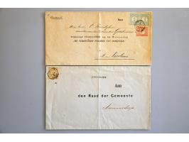 emissie Cijfer 1876, collectie van 24 meest betere poststukken w.b. krantenbandjes, meng- en combinatiefrankeringen, langstem