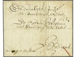 Complete iets onfrisse brief Grave 16 July 1654 naar Beverwijk met geschreven aanduiding port betaelt tot Amsterdam, rood kri