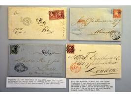 emissie 1867, 6 poststukken en 2 briefvoorzijden met buitenlandse bestemmingen