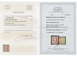 10 cent karmijnroze plaat VII pos. 74, postfris met volle originele gom en certificaten Muis 2002 en Vleeming 2015, cat.w. 22