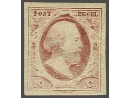 10 cent rood plaat X op dun papier pracht ex, met getinte gom, cat.w. 550