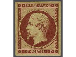 Napoleon III 1 franc carmine reprint from 1862, faults, cat.v. 2400