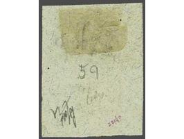 1894 Victoria  -1 - in red on a vertically bisected 2d. green and carmine top marginal ex. used on piece cancelled Opobo Rive