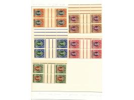 King George VI overprints 1 rupee - 25 rupees all in vertical gutter blocks of 4, all with toned gum, cat.v. £ 870  